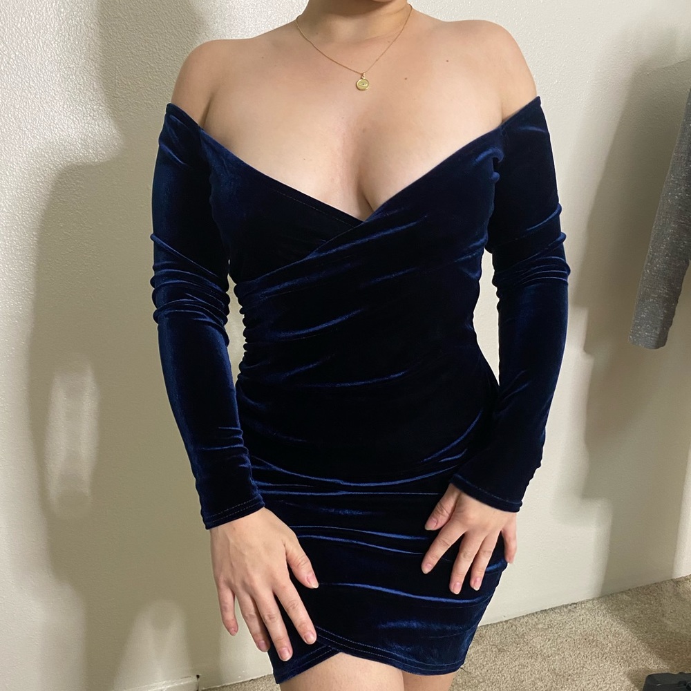 Deep Plunge Velvet Mini Dress